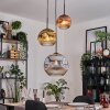 Ripoll hanging light, globe light, pendant light, Cluster pendant lamp chrome, gold, clear, coppery, Smoke-coloured, 3-light sources