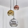 Ripoll hanging light, globe light, pendant light, Cluster pendant lamp chrome, gold, clear, coppery, Smoke-coloured, 3-light sources