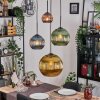 Koyoto hanging light, globe light, pendant light blue, gold, green, coppery, 4-light sources