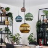 Koyoto hanging light, globe light, pendant light blue, gold, green, coppery, 4-light sources