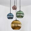 Koyoto hanging light, globe light, pendant light blue, gold, green, coppery, 4-light sources