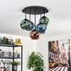 Ripoll ceiling light, globe light blue, green, coppery, 5-light sources
