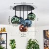 Ripoll ceiling light, globe light blue, green, coppery, 5-light sources