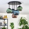 Koyoto ceiling light, globe light 45 cm blue, green, coppery, 5-light sources