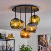Koyoto ceiling light, globe light 45 cm blue, green, coppery, 5-light sources