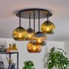 Koyoto ceiling light, globe light 45 cm blue, green, coppery, 5-light sources