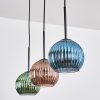 Koyoto hanging light, globe light, pendant light blue, green, coppery, 3-light sources