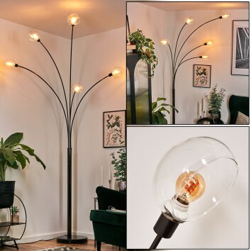 Nikkala floor lamp chrome, black, 5-light sources