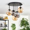 Gastor ceiling light, globe light 45 cm Amber, Smoke-coloured, 5-light sources