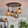 Gastor ceiling light, globe light 45 cm Amber, clear, Smoke-coloured, 5-light sources