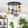 Gastor ceiling light, globe light 45 cm Amber, clear, Smoke-coloured, 5-light sources