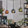 Ripoll hanging light, globe light, pendant light blue, green, coppery, 3-light sources