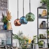 Ripoll hanging light, globe light, pendant light blue, green, coppery, 3-light sources