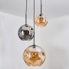 Ripoll hanging light, globe light, Cluster pendant lamp Amber, Smoke-coloured, 3-light sources