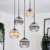 Koyoto hanging light, globe light, Cluster pendant lamp Amber, clear, Smoke-coloured, 5-light sources