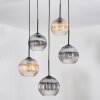 Koyoto hanging light, globe light, Cluster pendant lamp Amber, clear, Smoke-coloured, 5-light sources