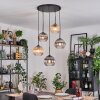 Koyoto hanging light, globe light, Cluster pendant lamp Amber, clear, Smoke-coloured, 5-light sources