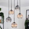 Koyoto hanging light, globe light, Cluster pendant lamp Amber, clear, Smoke-coloured, 5-light sources