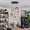 Koyoto hanging light, globe light, Cluster pendant lamp Amber, clear, Smoke-coloured, 5-light sources