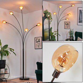 Nikkala floor lamp chrome, black, 5-light sources