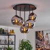 Koyoto ceiling light, globe light 45 cm chrome, Smoke-coloured, 5-light sources