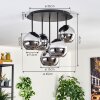Koyoto ceiling light, globe light 45 cm chrome, Smoke-coloured, 5-light sources