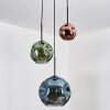 Ripoll hanging light, globe light, Cluster pendant lamp blue, green, coppery, 3-light sources