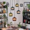 Koyoto hanging light, globe light, Cluster pendant lamp 45 cm blue, green, coppery, 5-light sources