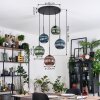 Koyoto hanging light, globe light, Cluster pendant lamp 45 cm blue, green, coppery, 5-light sources