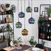 Koyoto hanging light, globe light, Cluster pendant lamp 45 cm blue, gold, green, 5-light sources