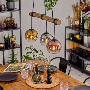 Ripoll hanging light, globe light, pendant light Ecru, black, 3-light sources