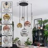 Ripoll hanging light, globe light, Cluster pendant lamp Amber, chrome, gold, clear, coppery, Smoke-coloured, 4-light sources