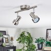 Edain ceiling light, ceiling spotlight LED chrome, matt nickel, 2-light sources