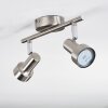 Edain ceiling light, ceiling spotlight LED chrome, matt nickel, 2-light sources