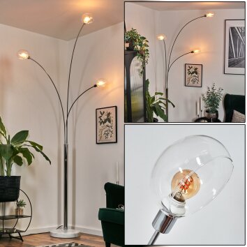 Nikkala floor lamp chrome, white, 3-light sources