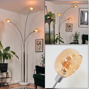 Nikkala floor lamp chrome, white, 3-light sources