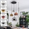 Ripoll hanging light, globe light, Cluster pendant lamp chrome, gold, clear, coppery, Smoke-coloured, 4-light sources