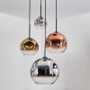 Ripoll hanging light, globe light, Cluster pendant lamp chrome, gold, clear, coppery, Smoke-coloured, 4-light sources