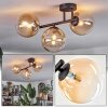 Chehalis ceiling light, globe light Amber, clear, 3-light sources