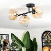 Chehalis ceiling light, globe light Amber, clear, 3-light sources