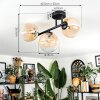 Chehalis ceiling light, globe light Amber, clear, 3-light sources