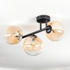 Chehalis ceiling light, globe light Amber, clear, 3-light sources