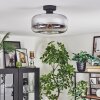 Boza ceiling light chrome, clear, Smoke-coloured, 1-light source