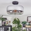 Boza ceiling light chrome, clear, Smoke-coloured, 1-light source
