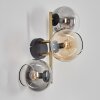 Gastor globe light, wall light gold, black, 3-light sources