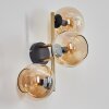 Koyoto globe light, wall light gold, black, 3-light sources