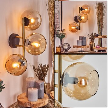 Koyoto globe light, wall light gold, black, 3-light sources