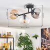 Gastor ceiling light, globe light Amber, clear, Smoke-coloured, 3-light sources