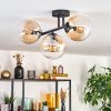 Gastor ceiling light, globe light Amber, clear, 3-light sources