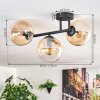 Gastor ceiling light, globe light Amber, clear, 3-light sources